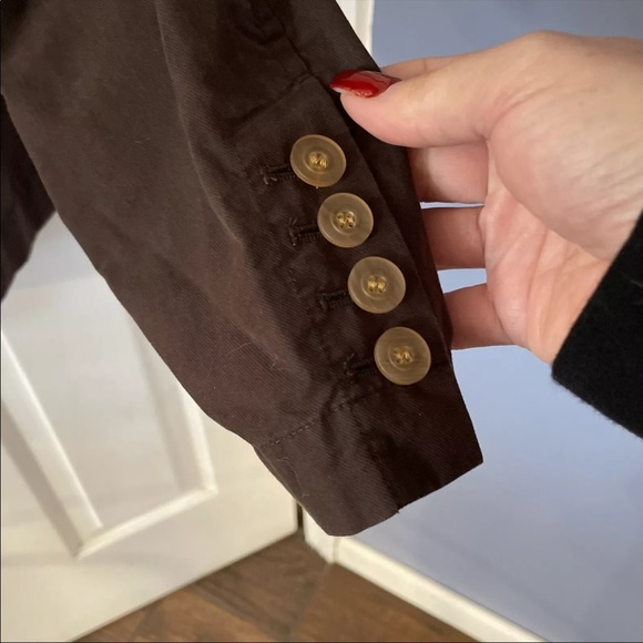 Talbots Sz 8 Brown Lightweight Button Up Cotton Jacket With Pockets GUC BPU2 - Picture 4 of 13